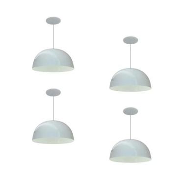 Imagem de Kit 4 Luminária Pendente Meia Lua 24cm Com Interior Branco Brilho Fiaç