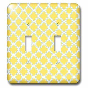 Imagem de 3dRose lsp_165916_2 Padrão Quatrefoil Amarelo e Branco com Interruptor de Acento Aqua, Multicolorido