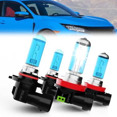 Imagem de SPBRTBUB Compatível com Honda Civic 2016-2020 lâmpadas de farol de halogêneo dianteiro, combo de halogênios de luz brilhante, 9005/HB3/H10 feixe alto + feixes baixos H11/H8/H9, pacote com 4