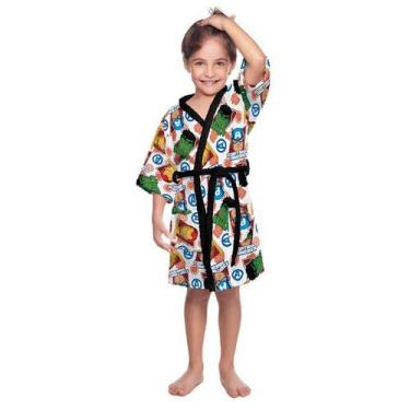 Imagem de Roupão felpudo infantil quimono estampado avengers - Lepper