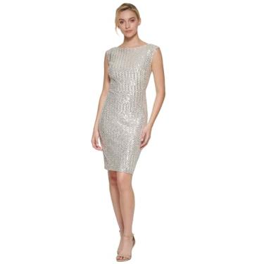 Imagem de Vince Camuto Vestido feminino de lantejoulas sem mangas, Champanhe, 46