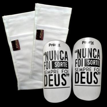 Imagem de Caneleira nunca foi sorte + porta caneleira branco - PROFIX SPORTS, M 