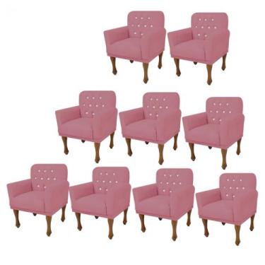 Imagem de Kit 09 Poltrona Cadeira Decorativa  Mona Luxo com Strass Sala de Estar