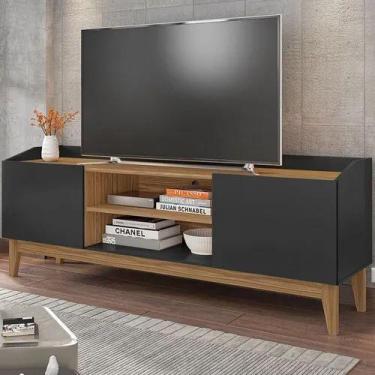 Imagem de Rack para tv ravena 1,80 casa d preto/noce - village móveis