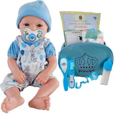 Imagem de Bebê Mamãe Reborn Menino Enxoval Completo Bolsa