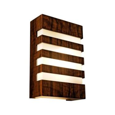 Imagem de Arandela de Parede Interna Madeira Ripado 30x20cm 1XE27 - FOXLustres