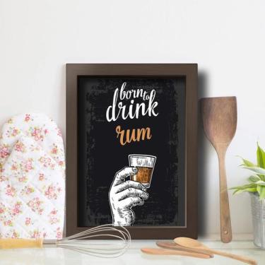 Imagem de Quadro Cozinha e Bar Frase Rum 33x43cm Moldura Marrom - Quartinhos