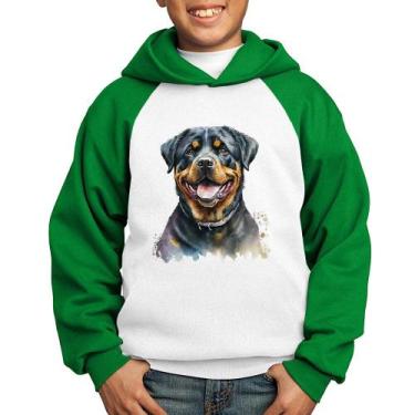 Imagem de Moletom Infantil Cachorro Rottweiler - Foca na Moda, Branco, Verde, 4