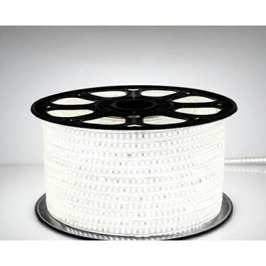 Imagem de Fita Mangueira Led 5050 Branco Frio 220v 15m + Adaptador - k1mstore