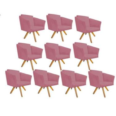 Imagem de Kit 10 Poltrona Cadeira Decorativa  Win Base Giratória Sala de Estar R