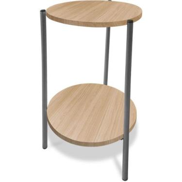Imagem de Mesa Mesinha De Canto Redonda Decoração Qatar Industrial Prata - Genus