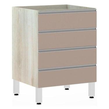 Imagem de Balcão Sem Tampo Gaveteiro 60cm Lis Legno Crem e Connect - LUCIANE