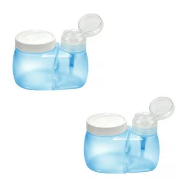 Imagem de 2 Kit Porta Algodão e Dosador De Acetona Manicure Azul - Santa Clara