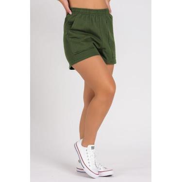 Imagem de Short Moletom Bolso a Fio Militar - Larel, M, Militar