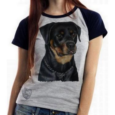 Imagem de Baby look blusa feminina ou Camiseta unissex Rottweiler sério - Empóri
