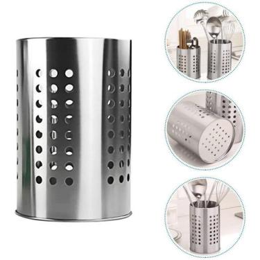 Imagem de Escorredor de Talheres Louça Porta Talher Aço Inox Grande 18cm Prata -