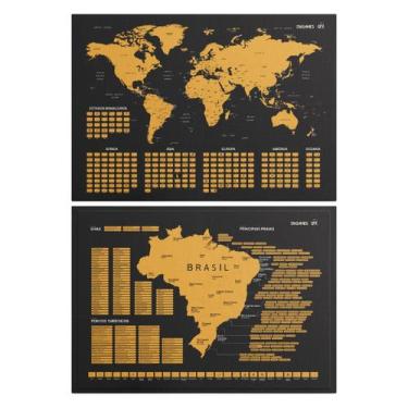 Imagem de Kit Mapa Mundi e do Brasil de Raspar De Viagem Raspadinha Lugares Visi