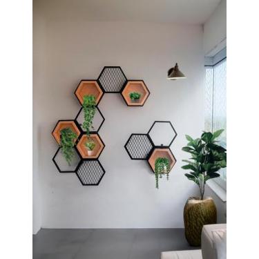 Imagem de Colmeia Harmoni Organizadora 11 Hexágonos - Casa Quentinha, MDF Nogal 