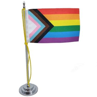 Imagem de Mini Bandeira Progressista LGBTQIA+ Gay Mastro 15 Cm Alt.