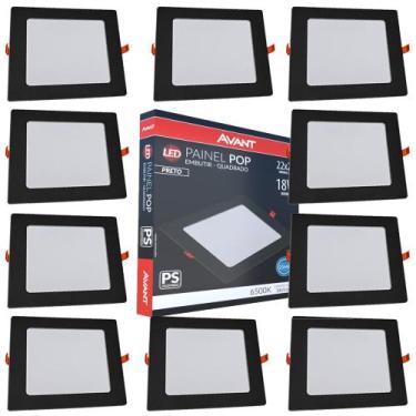 Imagem de 10 Painel Plafon Quadrado Embutir 18w Luminária Gesso 6500k Bivolt Ava