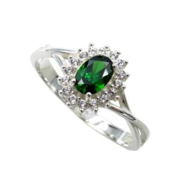 Imagem de Anel Formatura Feminino Trançado Oval - Maça de Prata Joias, Verde, 19