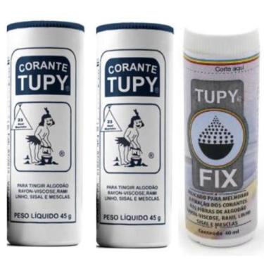 Imagem de Kit Linha Tupy 2 Corante Azul Marinho + 1 Fixador Tupy Fix para Tingir