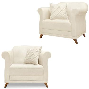 Imagem de Kit 2 Poltronas Decorativas Retro Polo Linho Perola Ezz