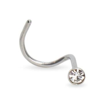 Imagem de Piercing Nostril para Nariz/ Aba Nasal Aço Cirúrgico Pedra Branca - M2