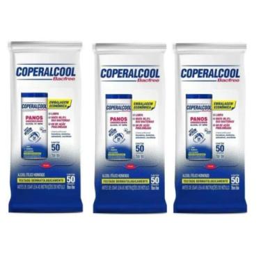 Imagem de Pano Umedecido Coperalcool Bacfree C/ 3 Pct - 50 Lenços Cada