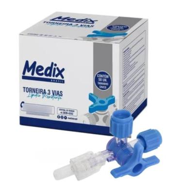 Imagem de Torneira 3 Vias Luer Lock Lipídio Resistente Caixa com 50 Unidades - M