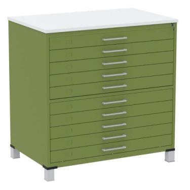 Imagem de Mapoteca 10 Gavetas Pandin 120 cm (Larg) Inmetro Tampo MDP Branco Estr