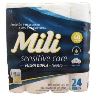 Imagem de Papel Higiênico MILI Sensitiv Folha Dupla 30m Pacote com 24un