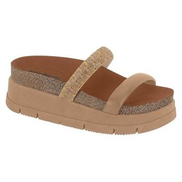 Imagem de Tamanco Sandália Flatform Feminina Plataforma Moleca Brilho Estilosa C