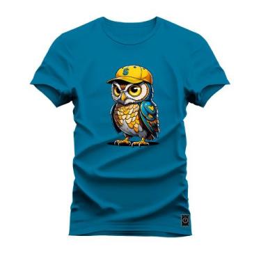 Imagem de Camiseta Plus Size Algodão T-Shirt Estampada Dtf Coruja - Nexstar, Azu
