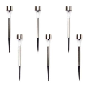 Imagem de Kit 6 Luminárias Luz Solar Inox Led Poste Iluminação Jardim - Ecoforce
