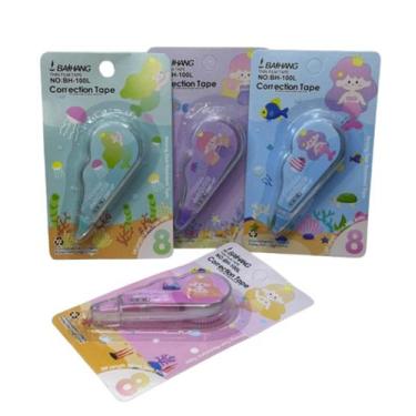 Imagem de Kit 6 Fita Corretiva Escolar Infantil Sereia 5mmx3m Papelaria Fofa - S