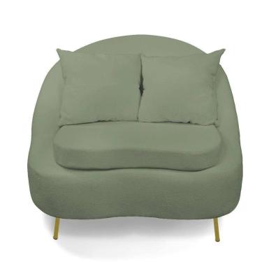 Imagem de Poltrona Decorativa Orgânica Pé Ferro Dou Zaya Bouclê C05 Menta