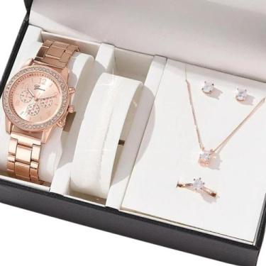 Imagem de Relógio Feminino Rose Minimalista Luxo+ Kit Acessórios - Geneva