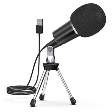 Imagem de Slide Pacote de equipamentos de podcast | Microfone condensador USB, minitripé e filtro pop de para-brisas | Microfone de podcast para laptop, câmera de vlog, PC de jogos e transmissões ao vivo |