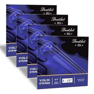 Imagem de Danchet Cordas de violino 4/4 E1. 4 peças de nível iniciante, extremidade esférica, aço inoxidável 301..