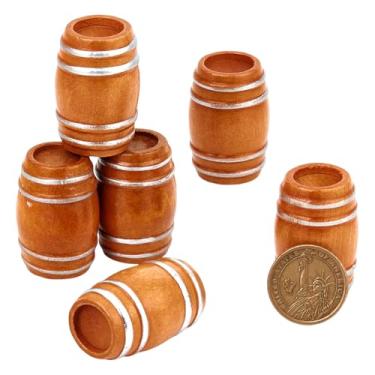 Imagem de NBEADS 6 Pcs Miniature Wooden Barrel, 1x1.6 Inch Mini House Drink Accessories Beer Barrel Figurine Model for Fairy Garden Bar Micro Landscape Decoration Oktoberfest Decor