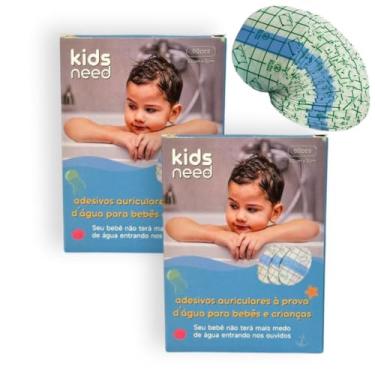 Imagem de Kids Need - Adesivo Protetor Auricular, Pacote com 60 Unidades - Tampão de Orelha Impermeável para usar Durante Banho ou Natação. Tamanho Único Infantil e Adulto (Bebê, Criança e Adulto) (2 Pacotes Adesivos Transparente (120 adesivos), MÉDIO 5.5x8cm)