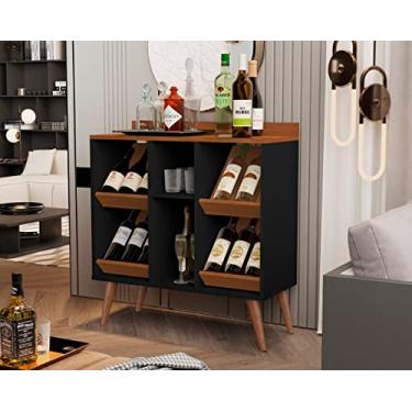 Imagem de Comprar Móveis em Casa, Aparador com Adega Bar Taças e Vinhos Rubi Pés Palito - Cores - Comprar Moveis em Casa Cor: Preto/Nature