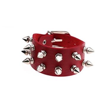 Imagem de Tanyoyo Pulseira de couro unissex cravejada rock punk motociclista pulseira de couro gótico rebite fivela pulseira, Couro, Sem Pedra Preciosa