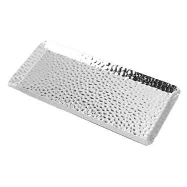 Imagem de Bandeja de Servir, Prato de Lanche de Frutas de Aço Inoxidável, Prato de Servir Martelado à Mão para café, Cozinha e Mesa, Prato de Bandeja Multifuncional para Casa, Restaurante