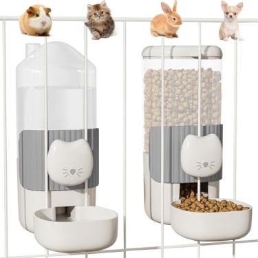 Imagem de Dispensador automático de água para comida de gato de 1 litro, alimentador automático de 1 litro para animais de estimação e bebedouro de água, gaiola para gatos e cães (cinza)