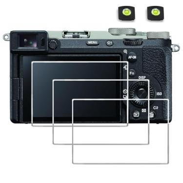Imagem de debous A7CII Protetor de tela para câmera Sony Alpha A7C II A7CII capa protetora rígida de vidro temperado transparente (pacote com 3 + 2)
