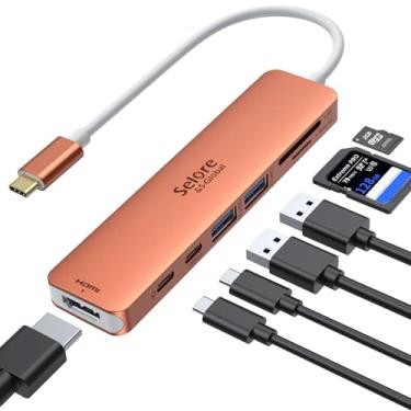Imagem de Selore&S-Global Adaptador HDMI USB C Hub 7 em 1 para MacBook Pro/Air, Dell XPS, Lenovo com HDMI, SD/TF, 2 USB 3.0, 100W PD, Notebooks