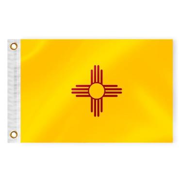Imagem de Bandeira náutica de barco do estado do Novo México 30,5 x 45,7 cm dupla face 3 camadas NM bandeira marinha nylon pequeno iate vela pontão barco ATV bicicleta caminhão Jeep motocicleta bandeira latão