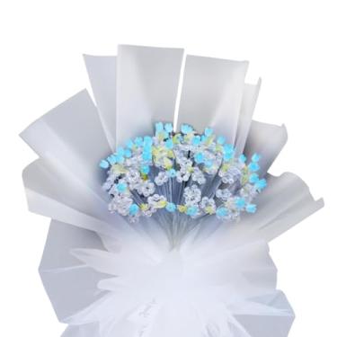 Imagem de Bothyi Kit de buquê de tulipas artificiais, faça você mesmo, presente de buquê de mesa, ornamento de flores, artesanato, arranjo floral para primavera, Azul